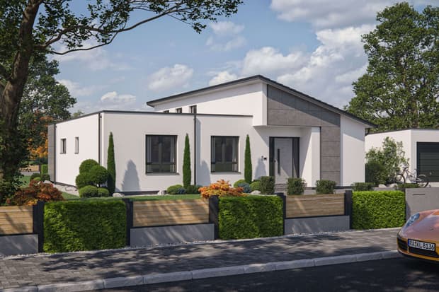 Einfamilienhaus von RENSCH-HAUS. Cannes. Eingangsansicht.