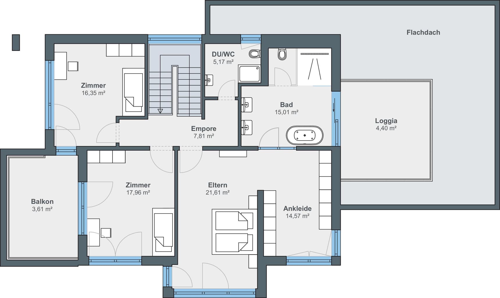 Obergeschoss-Grundriss Ausstellungshaus München