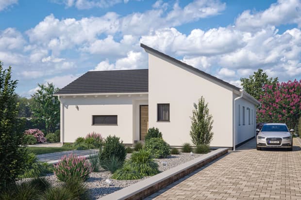 Einfamilienhaus von RENSCH-HAUS.Athen. Eingangsansicht.