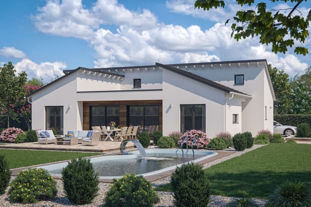 Einfamilienhaus von RENSCH-HAUS. Athen. Terrassenansicht.