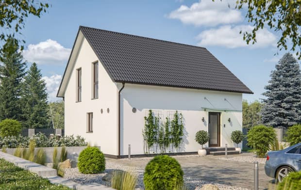 Einfamilienhaus von RENSCH-HAUS. CLOU 123 mit 3. Giebel. Eingangsbereich.