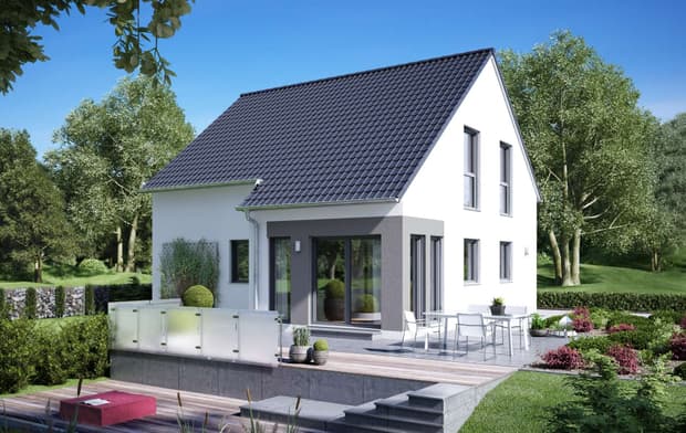 Einfamilienhaus von RENSCH-HAUS. CLOU 125. Terrassenansicht.