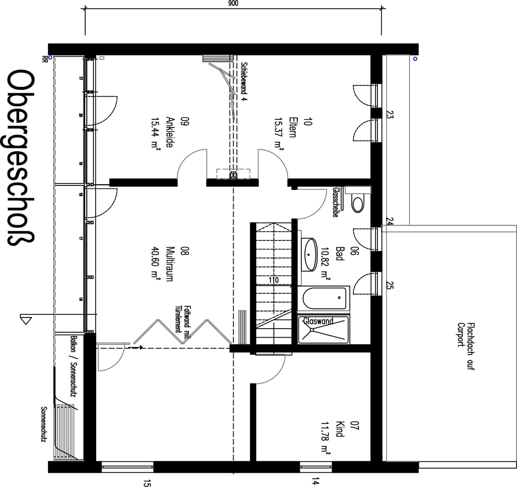 Musterhauspark Sonnleitner Ortenburg, Functionality, Holzhaus mit Schiebeelementen, Plus-Energie-Haus, Schlafzimmer, Grundriss OG