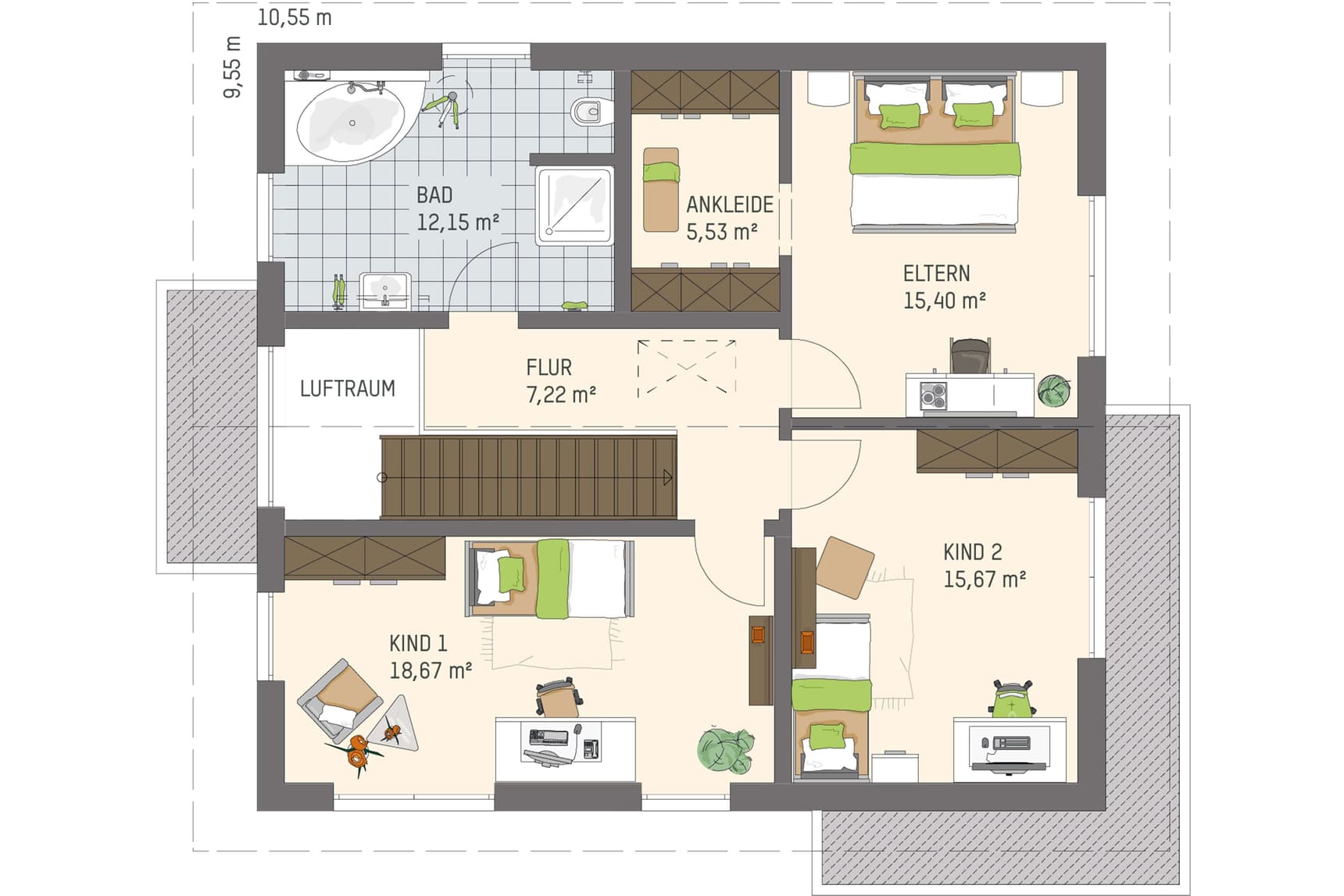 Grundriss Dachgeschoss - Musterhaus Nuernberg ARTIS 300