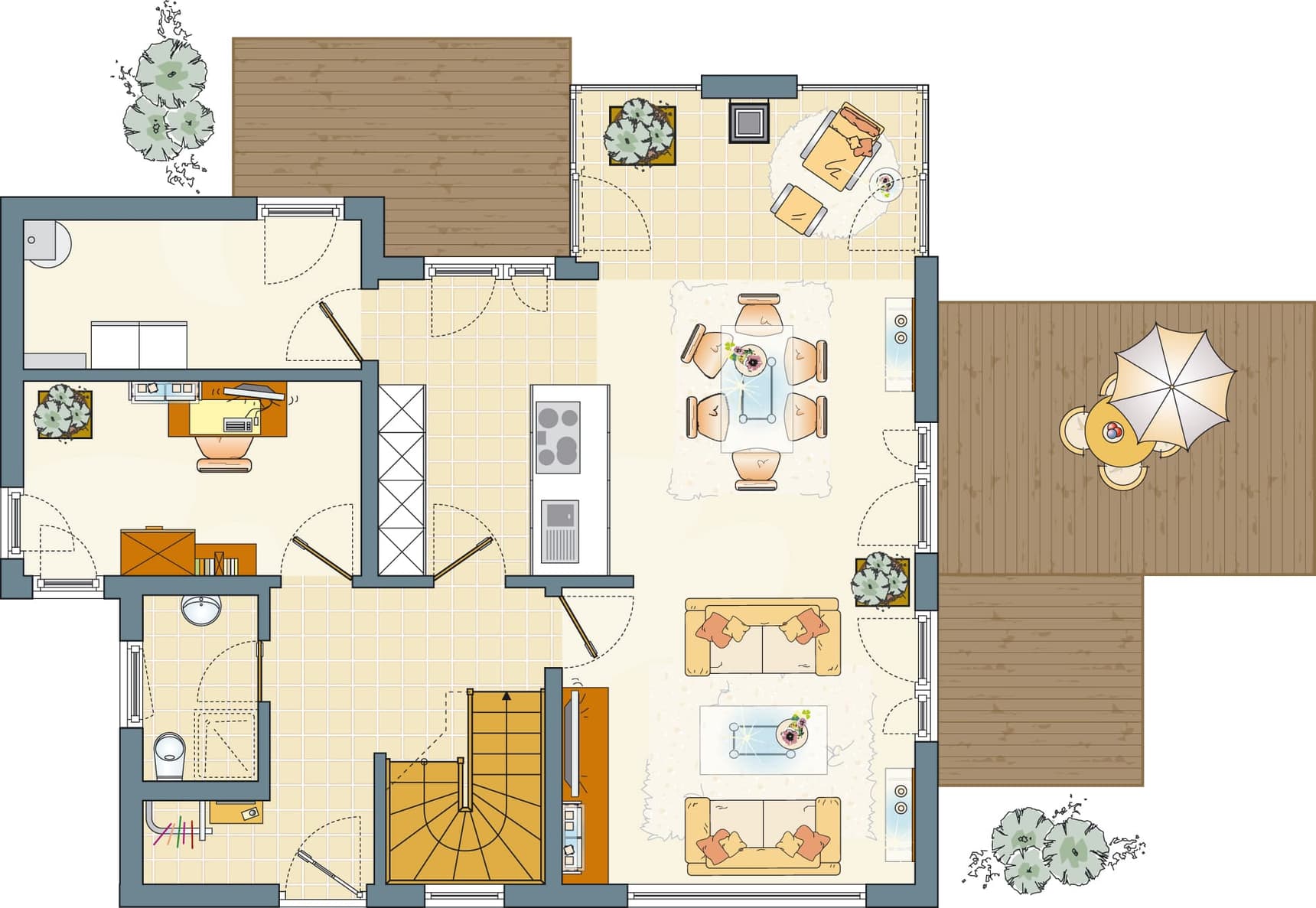 Grundriss Erdgeschoss - Musterhaus Marburg FLAIRplus
