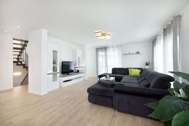 Das großzügige Wohnzimmer mit großzügiger Couch