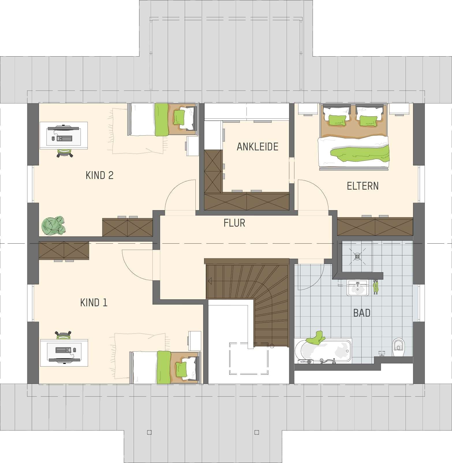Grundriss Dachgeschoss - Musterhaus Frankenberg JUNO