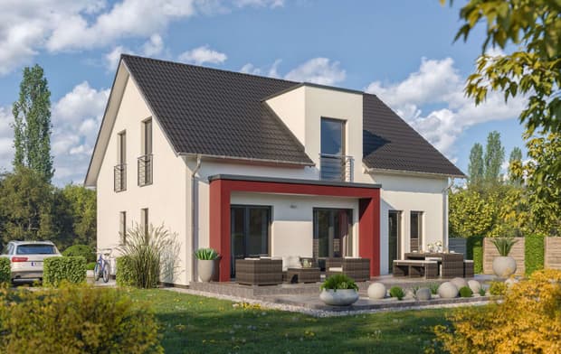 Einfamilienhaus von RENSCH-HAUS. Life 157. Terrassenansicht.