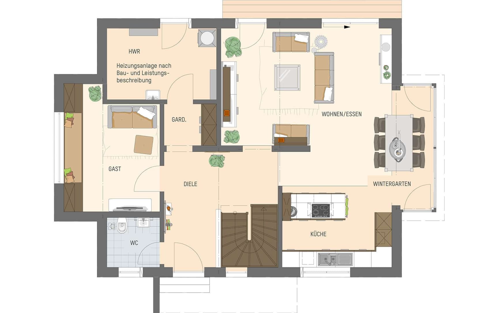 Grundriss Erdgeschoss - Musterhaus Muenchen MEDLEY 3.0