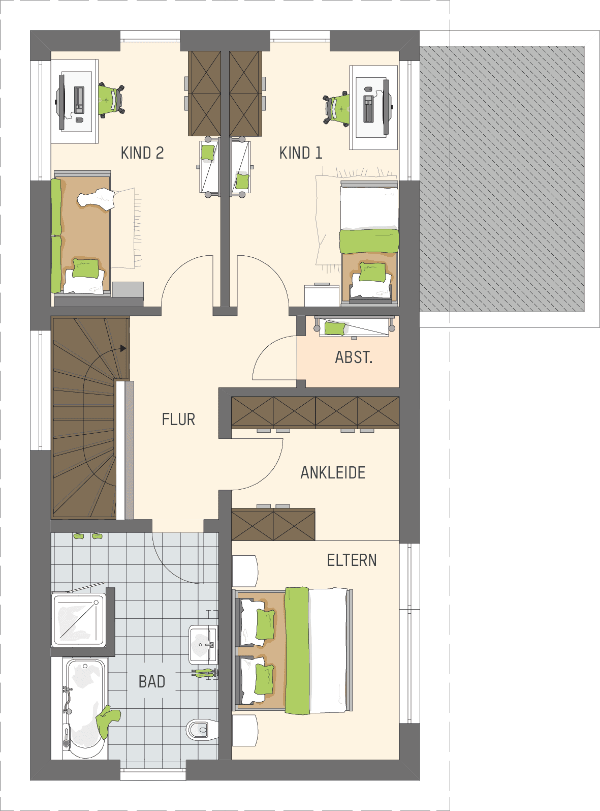 Grundriss Dachgeschoss - Musterhaus Babenhausen TALO