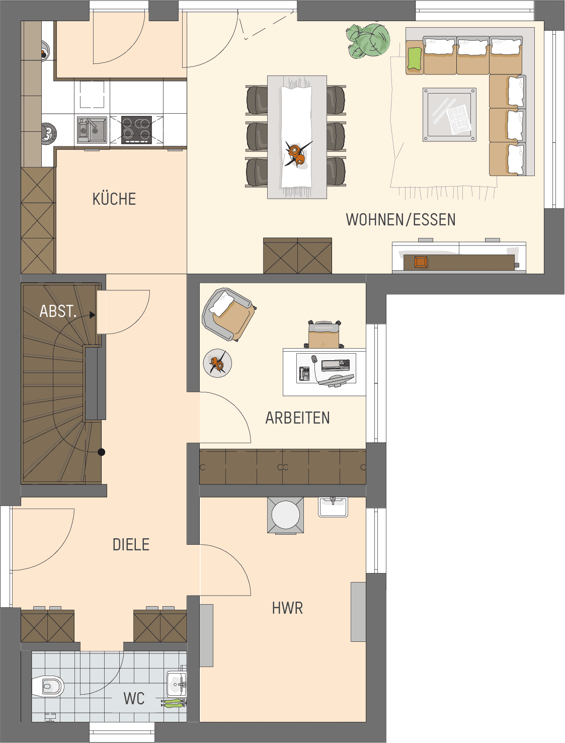 Grundriss Erdgeschoss - Musterhaus Babenhausen TALO