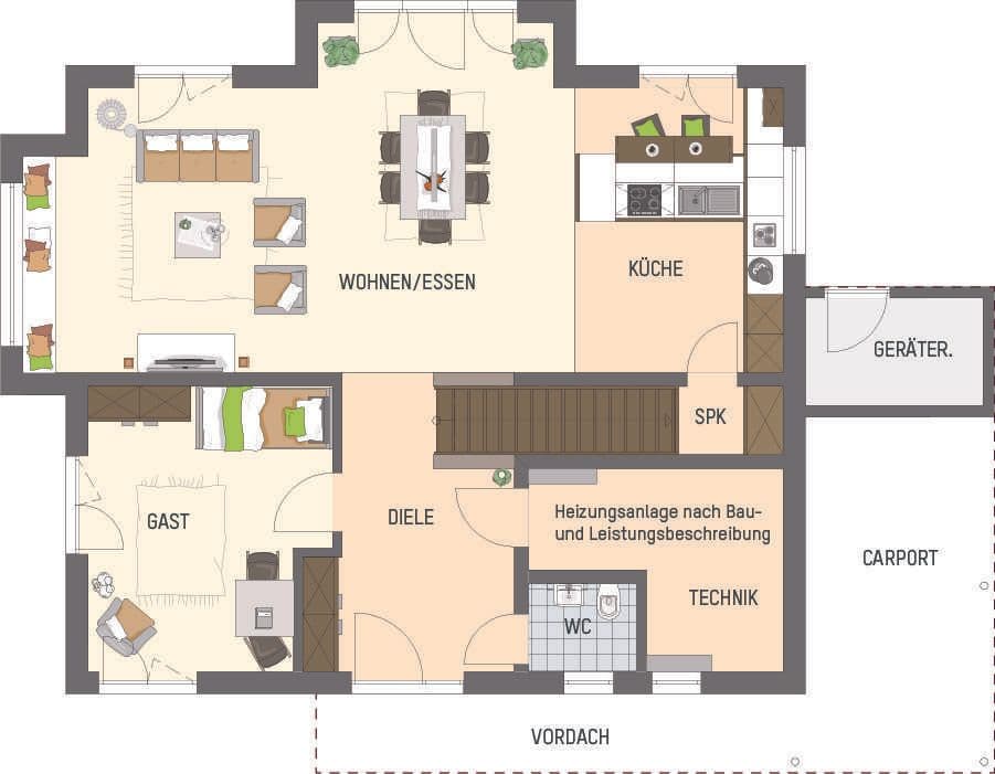 Grundriss Erdgeschoss - Musterhaus Bad Vilbel SENTO