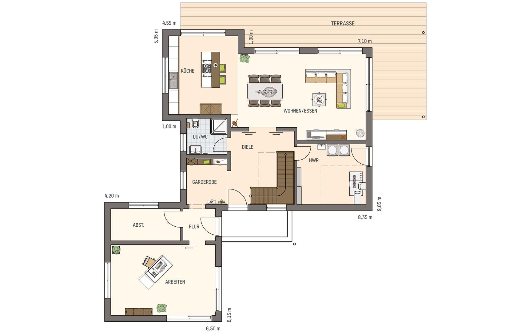 Grundriss Erdgeschoss - Musterhaus Giessen MAXIM