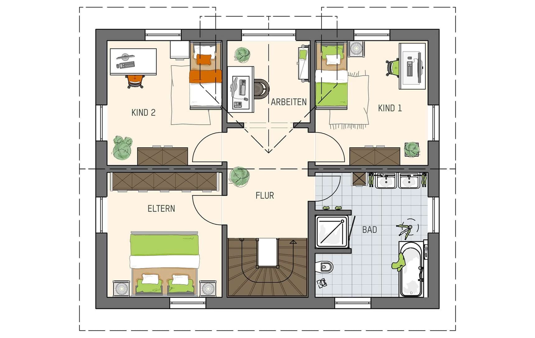 Grundriss Dachgeschoss - Musterhaus Leipzig UNO 2.0