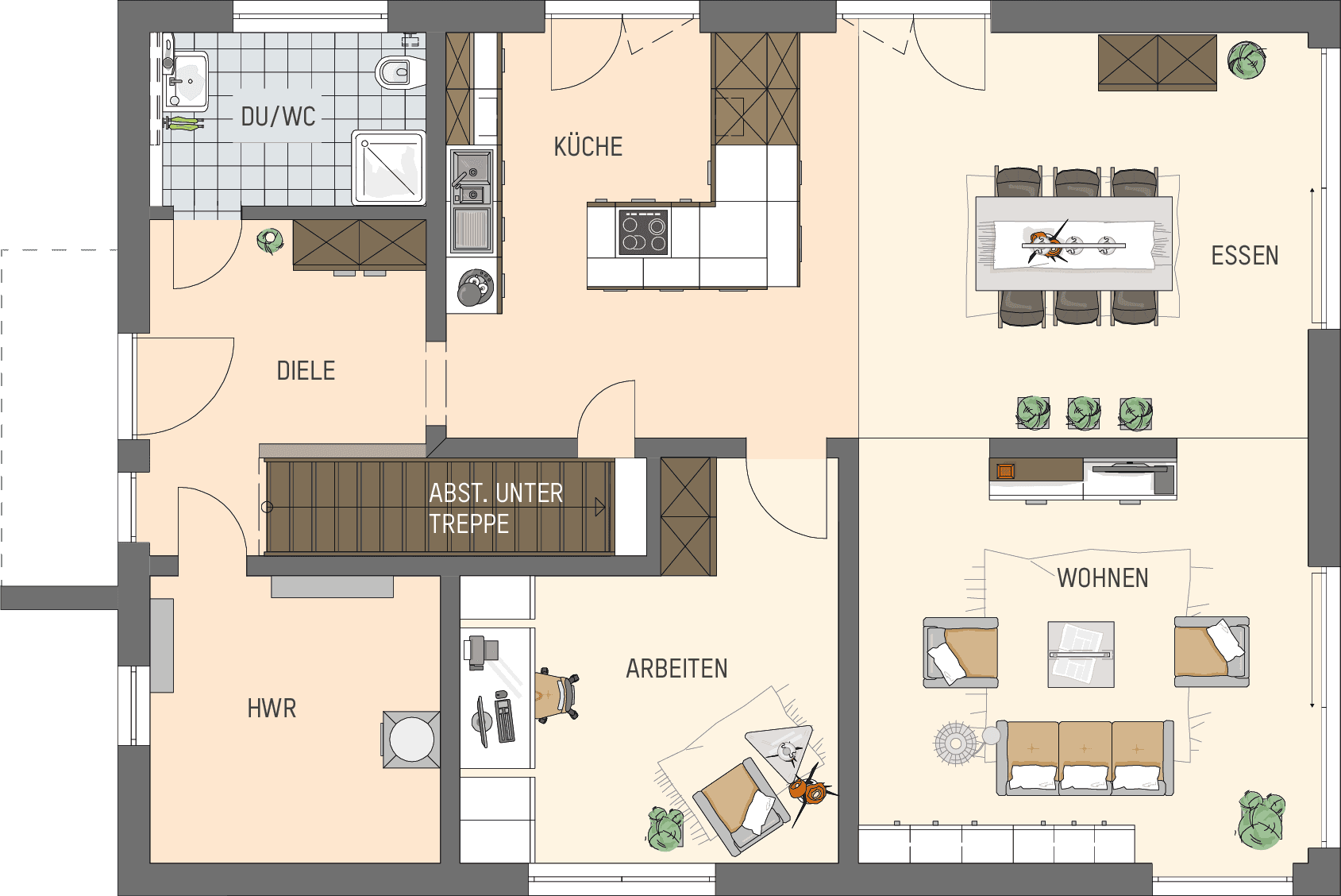 Grundriss Erdgeschoss - Musterhaus Wuerzburg ARTIS 350