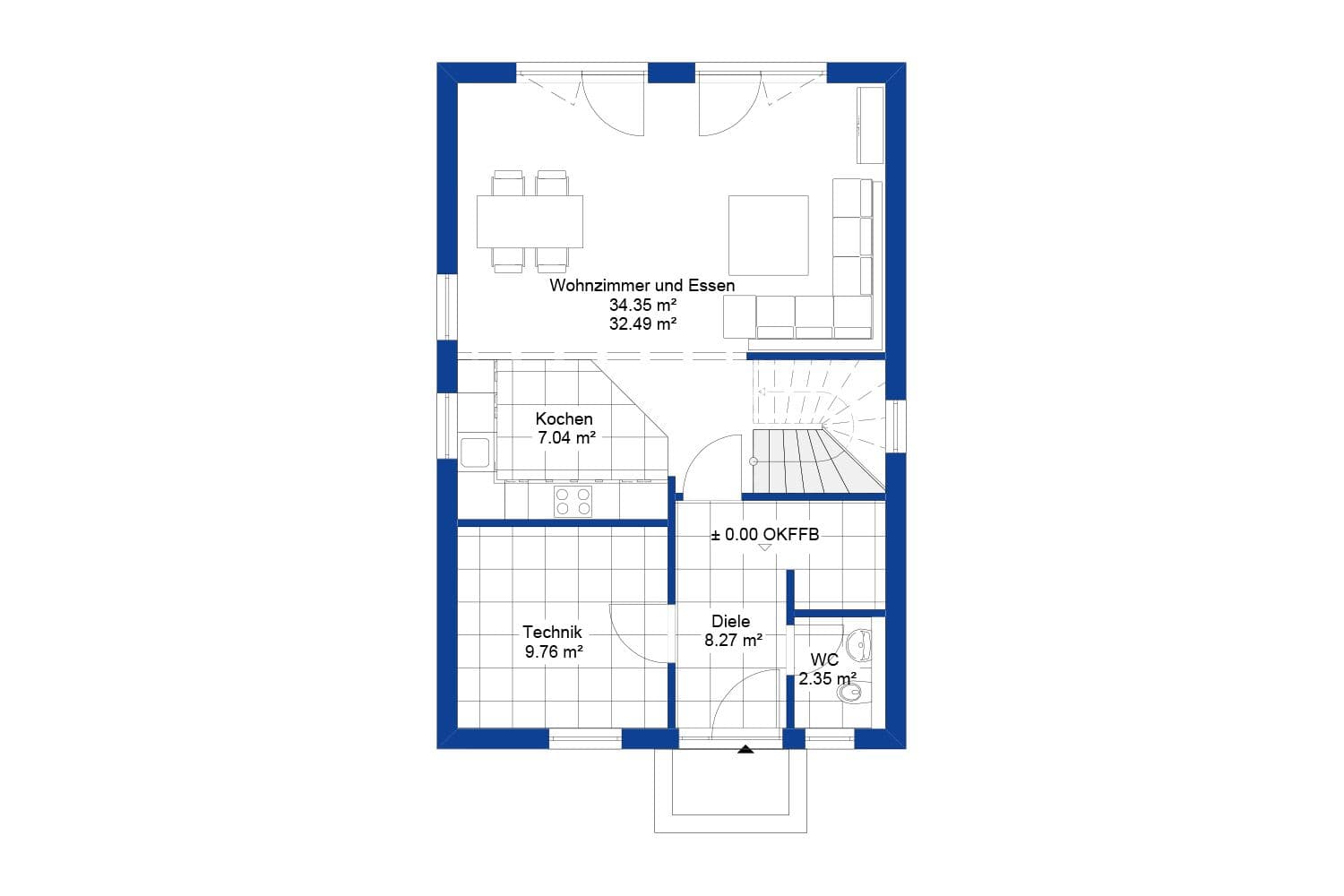 NORDHAUS | Grundriss Erdgeschoss Einfamilienhaus EFH K-119 | Hausbau made im Bergischen