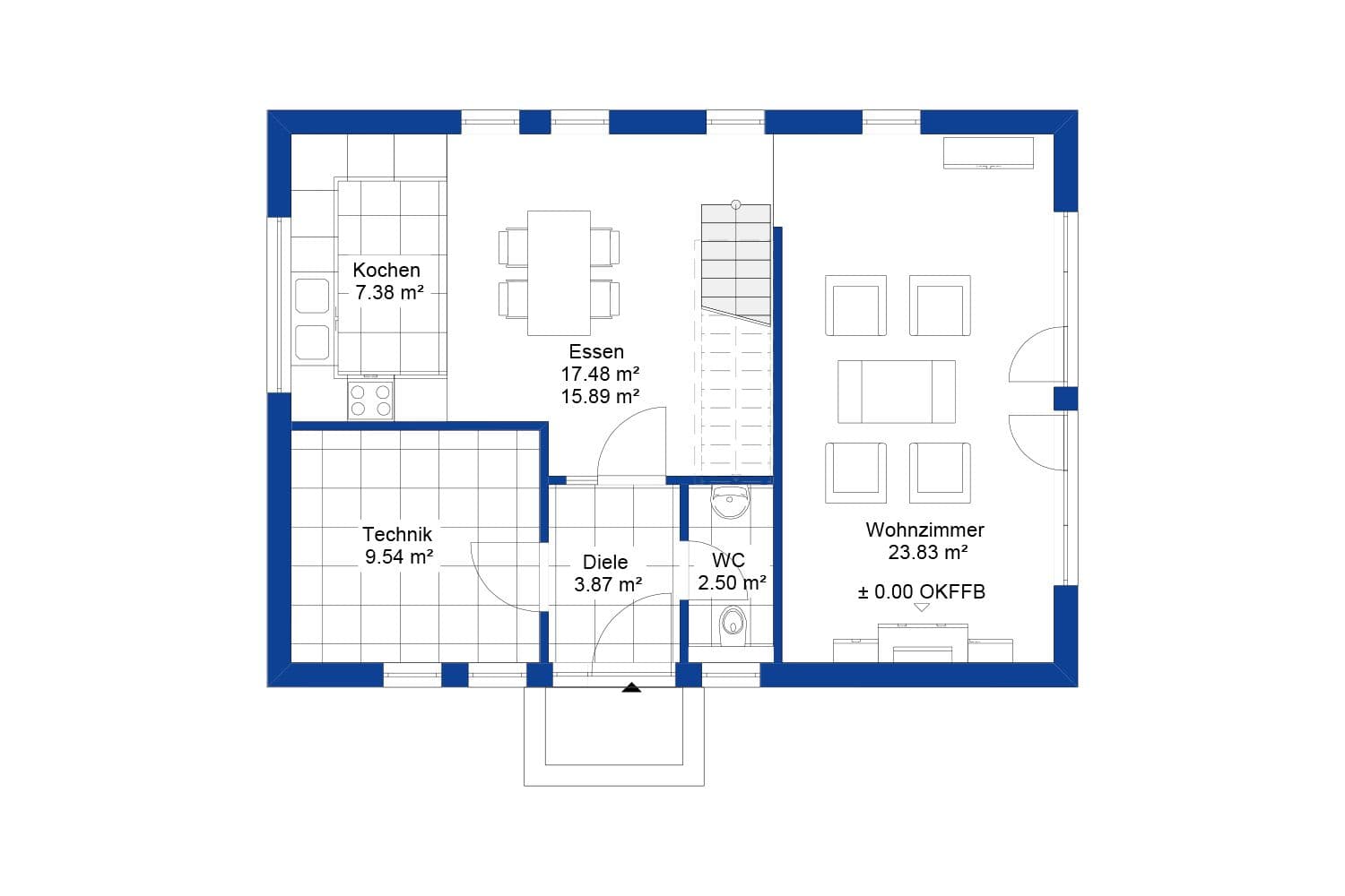NORDHAUS | Grundriss Erdgeschoss Einfamilienhaus EFH K-125 | Hausbau made im Bergischen