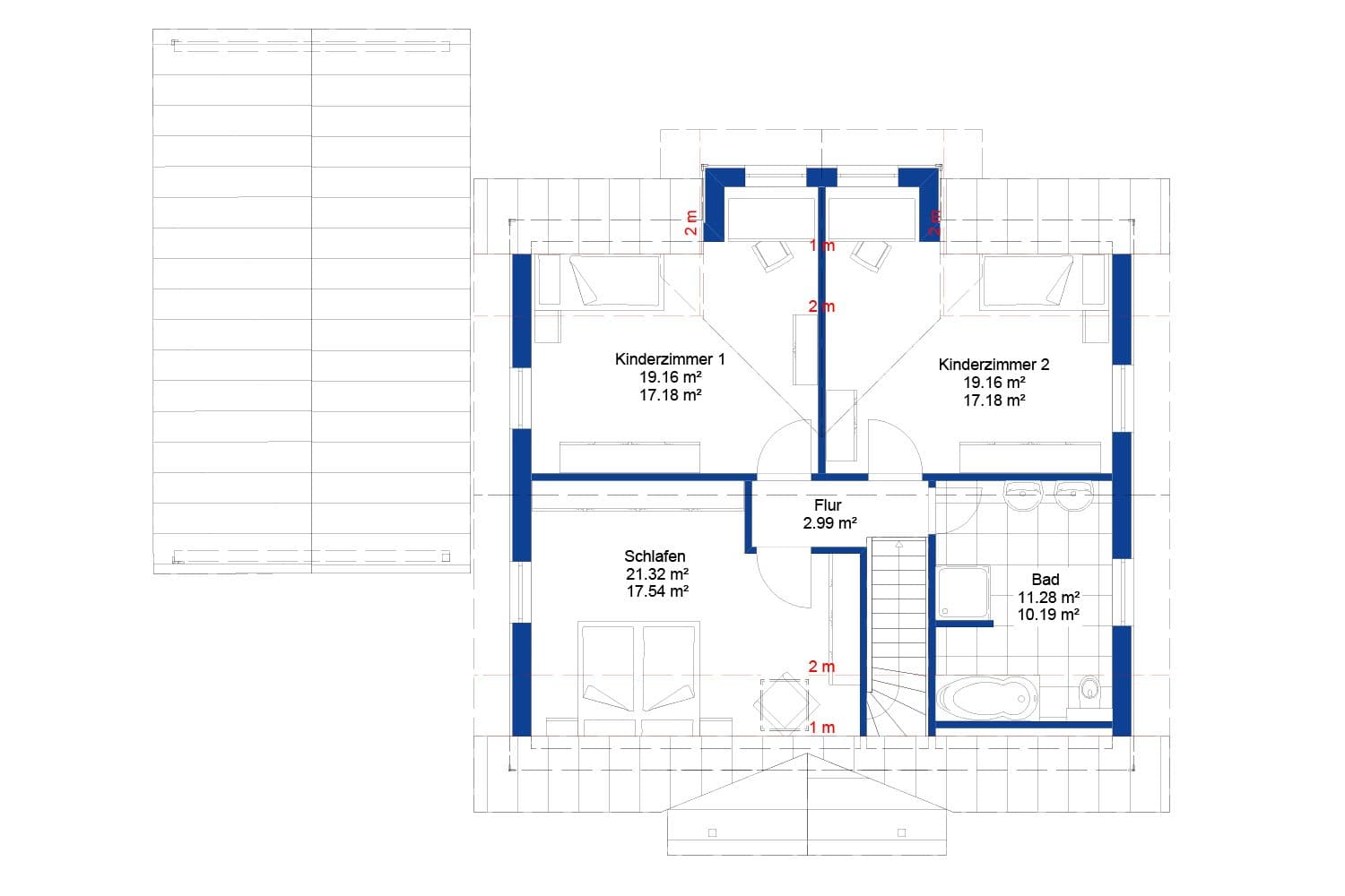 NORDHAUS | Grundriss Obergeschoss Einfamilienhaus EFH K-153 | Hausbau made im Bergischen
