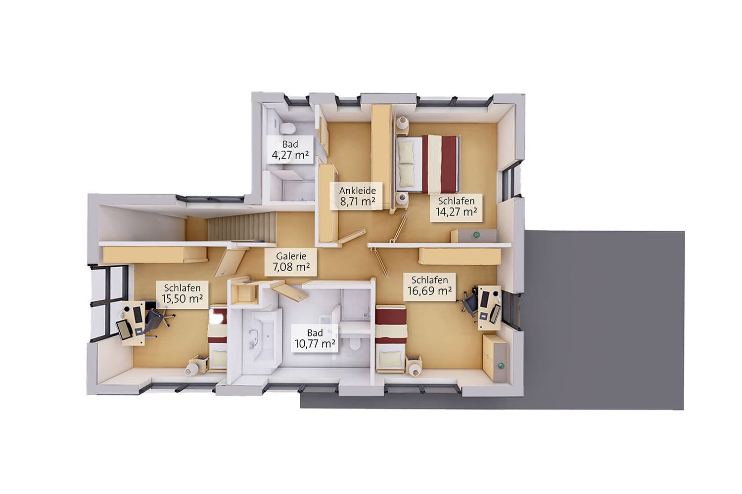 NORDHAUS | Grundriss Obergeschoss Einfamilienhaus EFH K-154 | Hausbau made im Bergischen