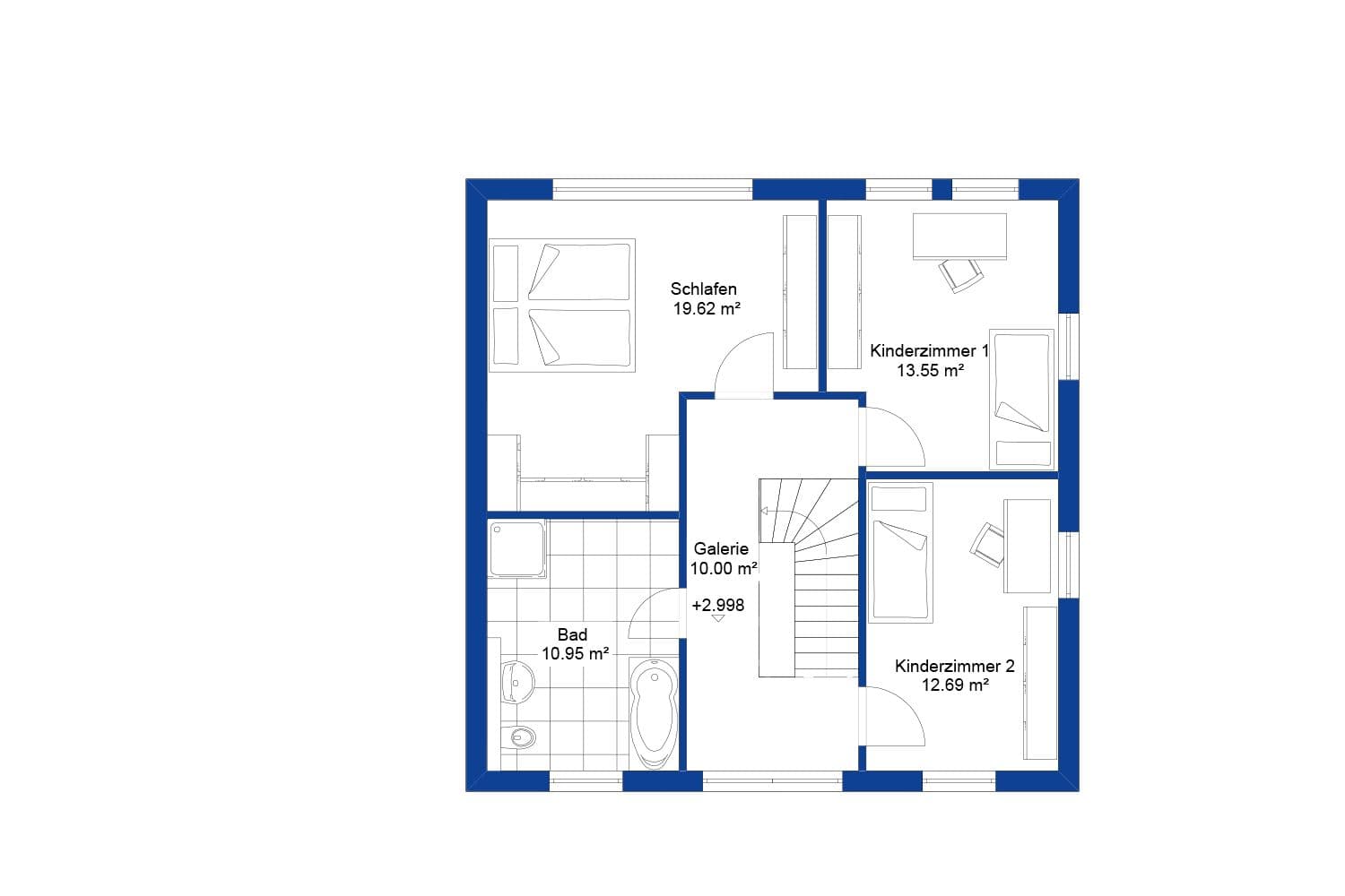 NORDHAUS | Grundriss Obergeschoss Einfamilienhaus EFH S-138 | Hausbau made im Bergischen