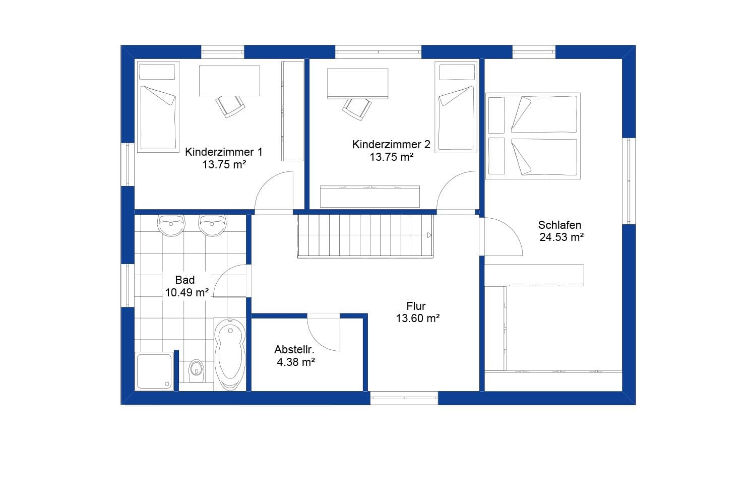 NORDHAUS | Grundriss Obergeschoss Einfamilienhaus EFH S-164 | Hausbau made im Bergischen