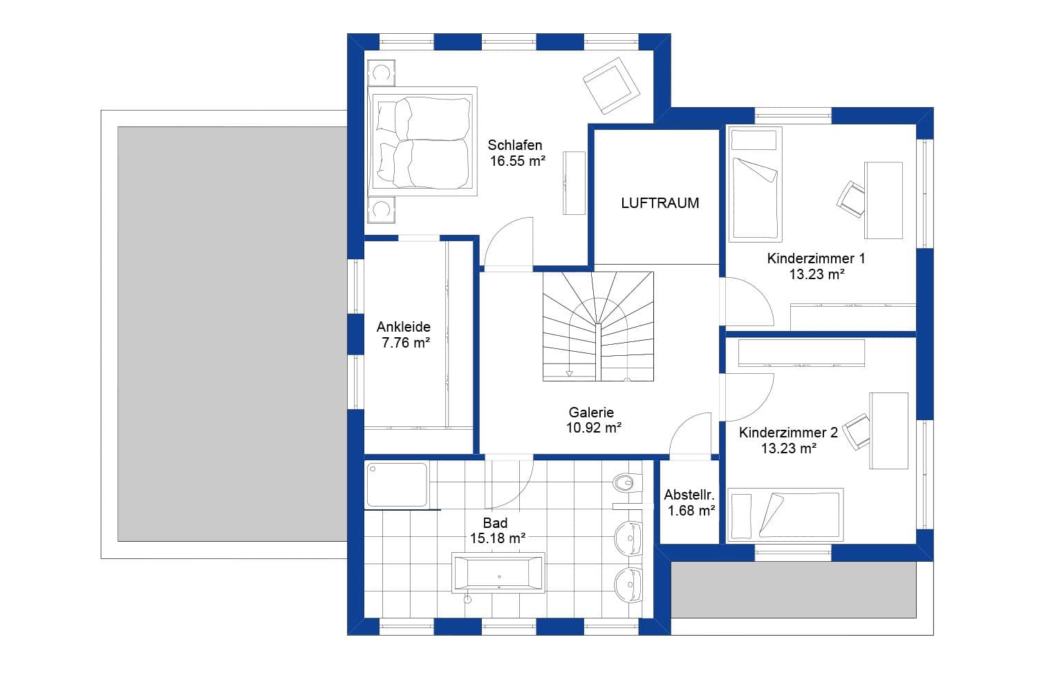 NORDHAUS | Grundriss Obergeschoss Einfamilienhaus EFH S-166 | Hausbau made im Bergischen