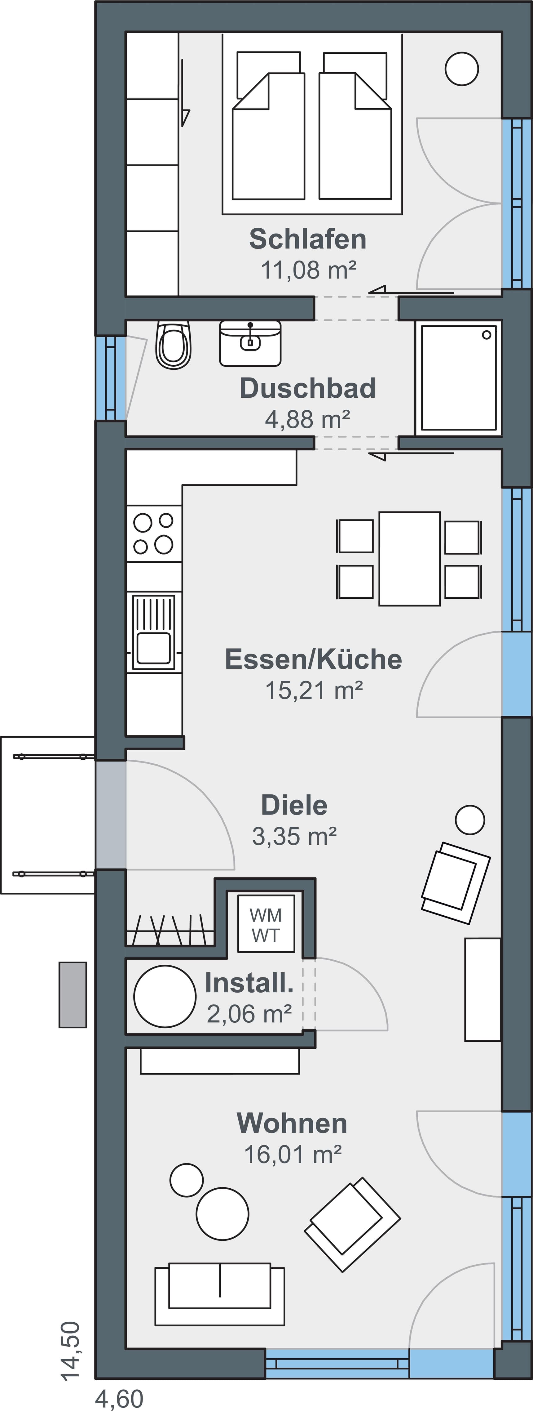 Grundriss Erdgeschoss Bungalow OPTION