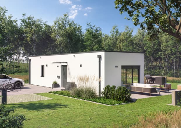 Option Bungalow mit Flachdach verputzt