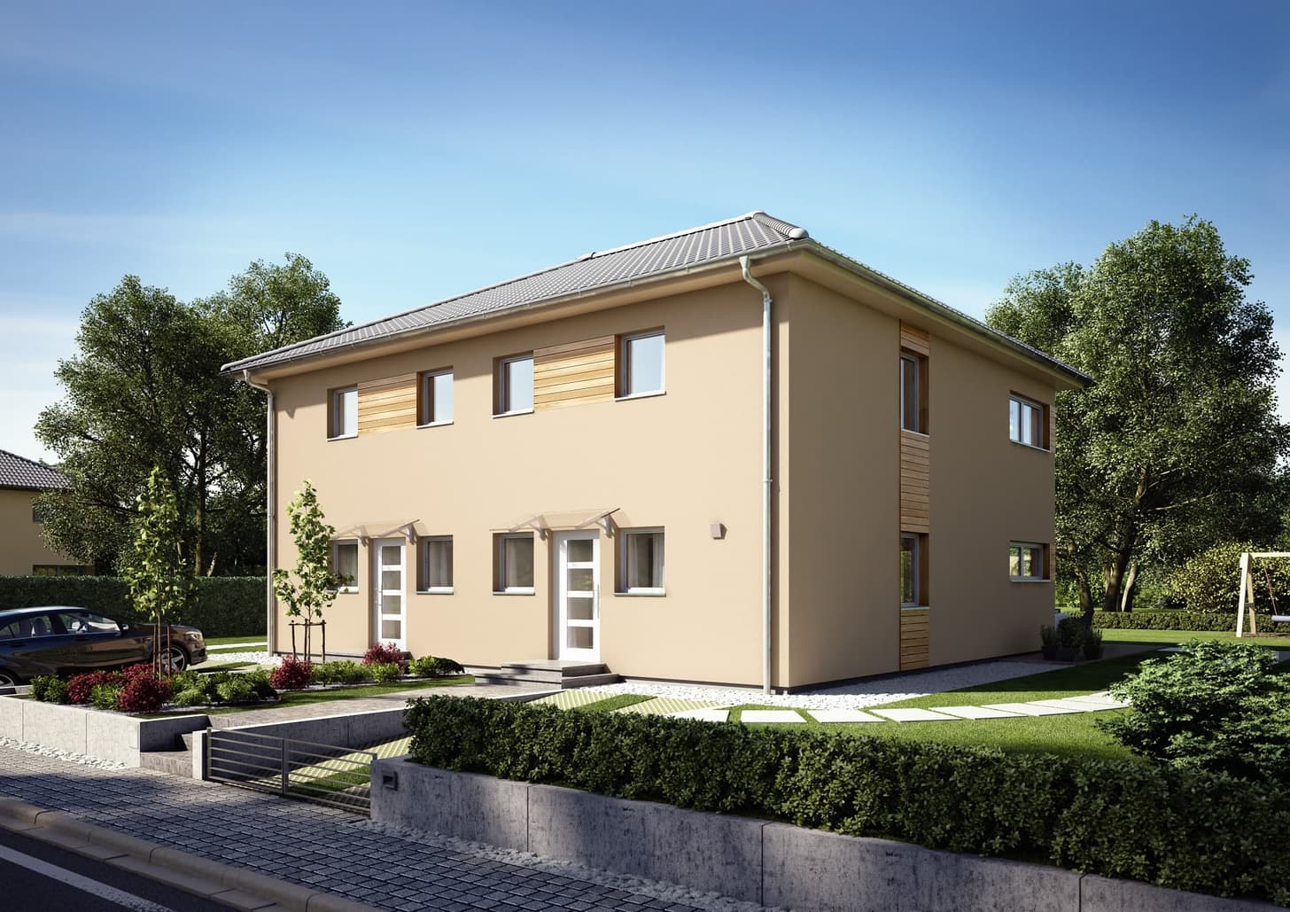 NORDHAUS - Doppelhaus Stadtvilla mit viel Wohnfläche für zwei Familien | Doppelhaus DH 117 | Hausbau made im Bergischen