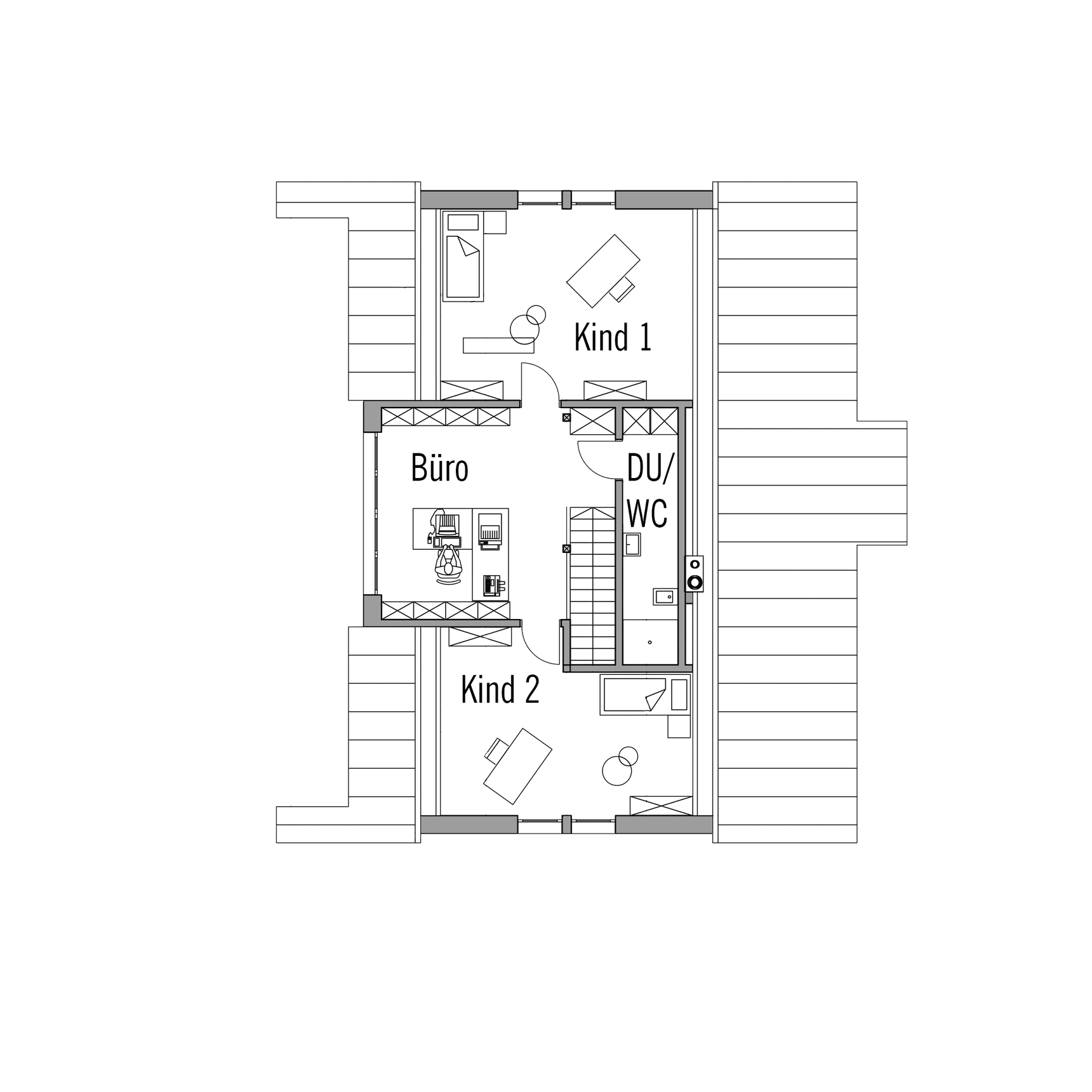 Grundriss des Dachgeschosses im Haus Hertweck