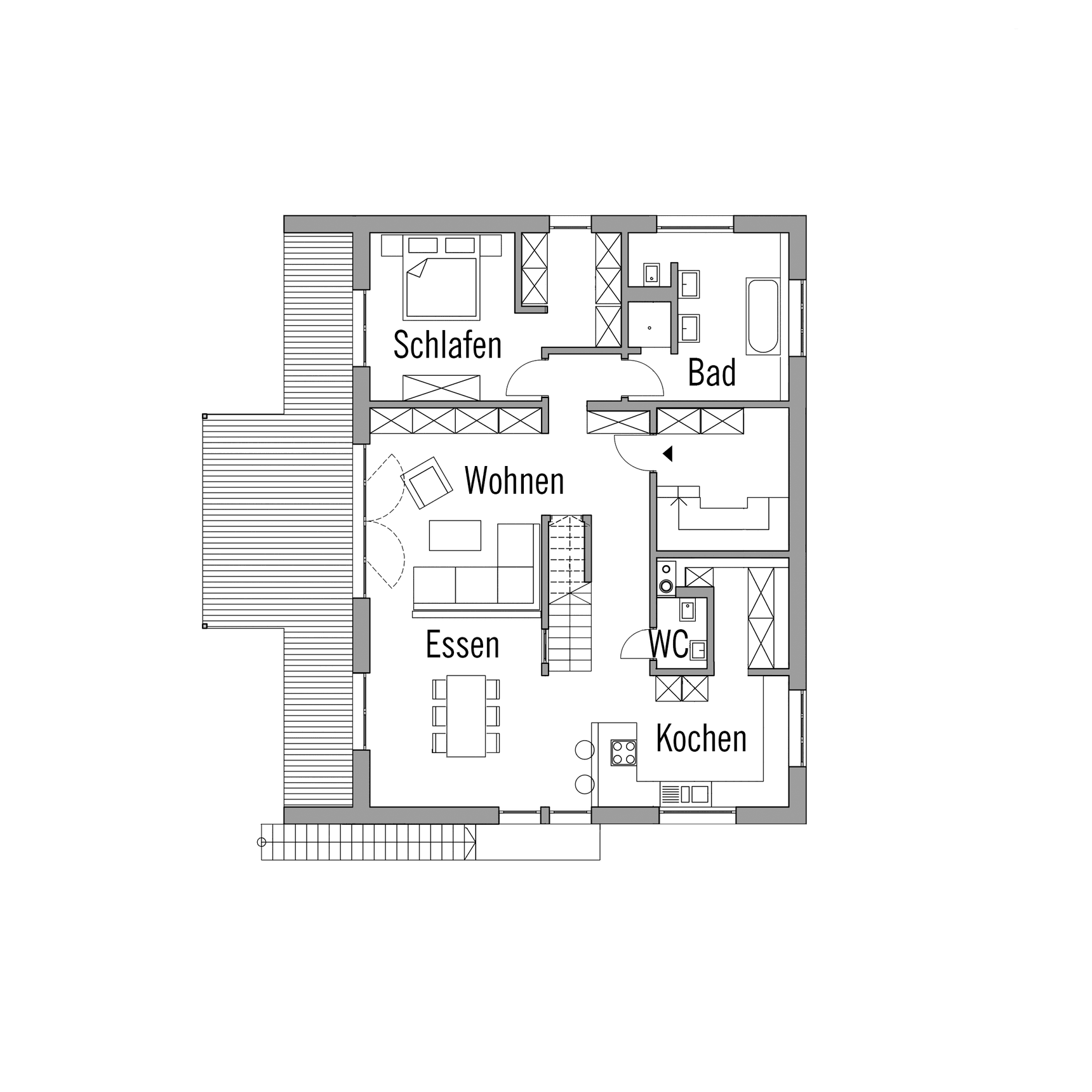 Grundriss des Obergeschosses im Haus Hertweck