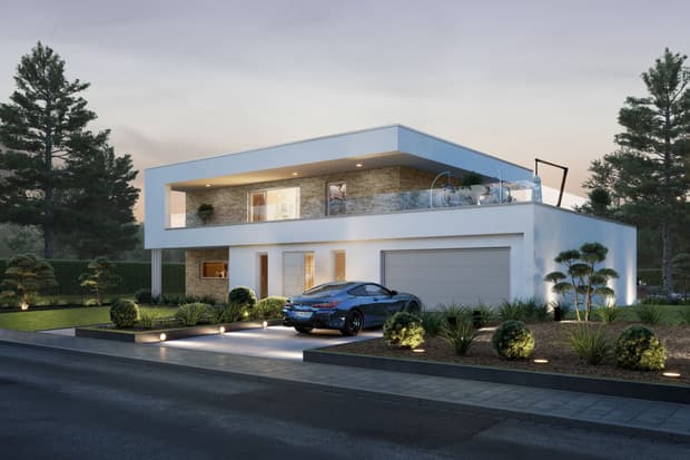 Modernes Einfamilienhaus mit Dachterrasse und Garage