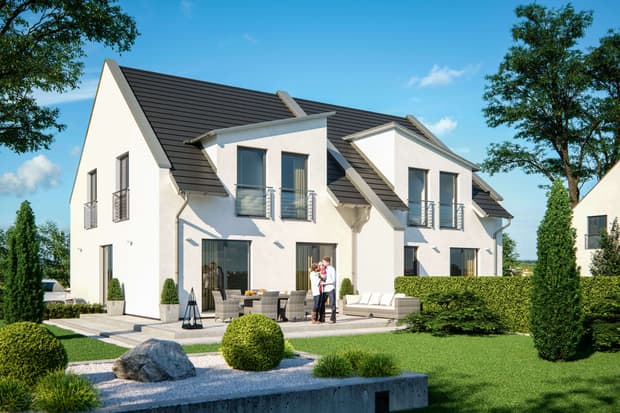 Doppelhaus von RENSCH-HAUS. Catania. Terrassenansicht.