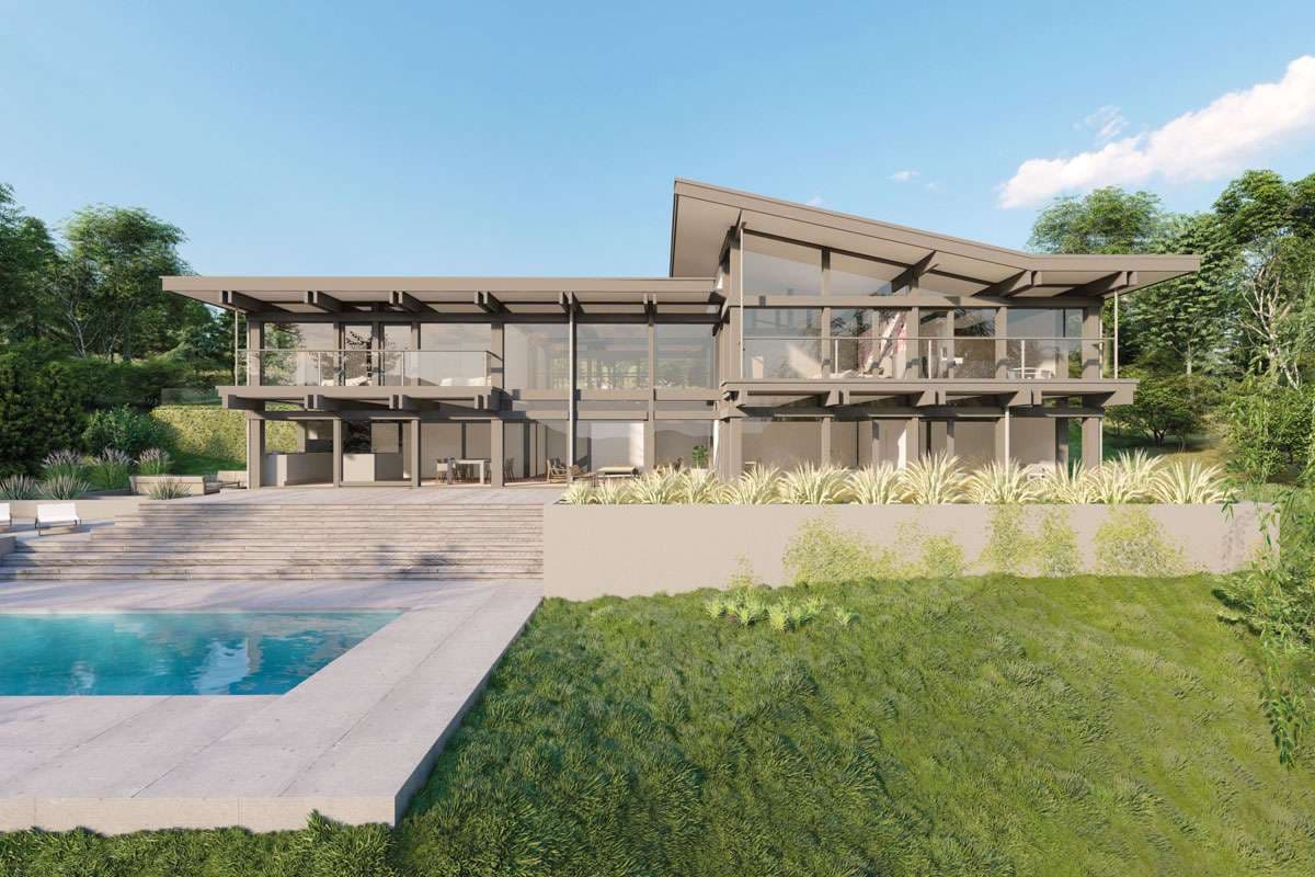 3D-Visualisierung eines geplanten Fachwerkhauses