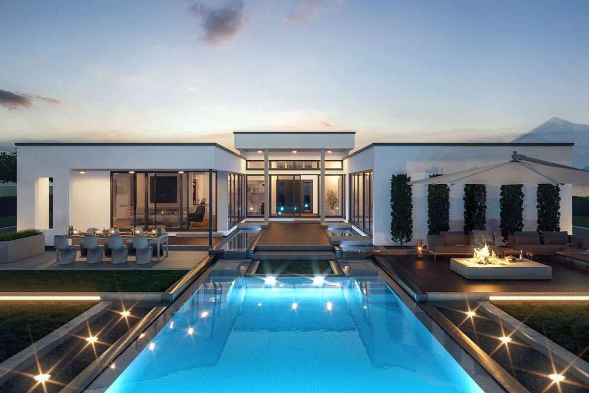 Bungalow mit elegantem Außenbereich und Pool