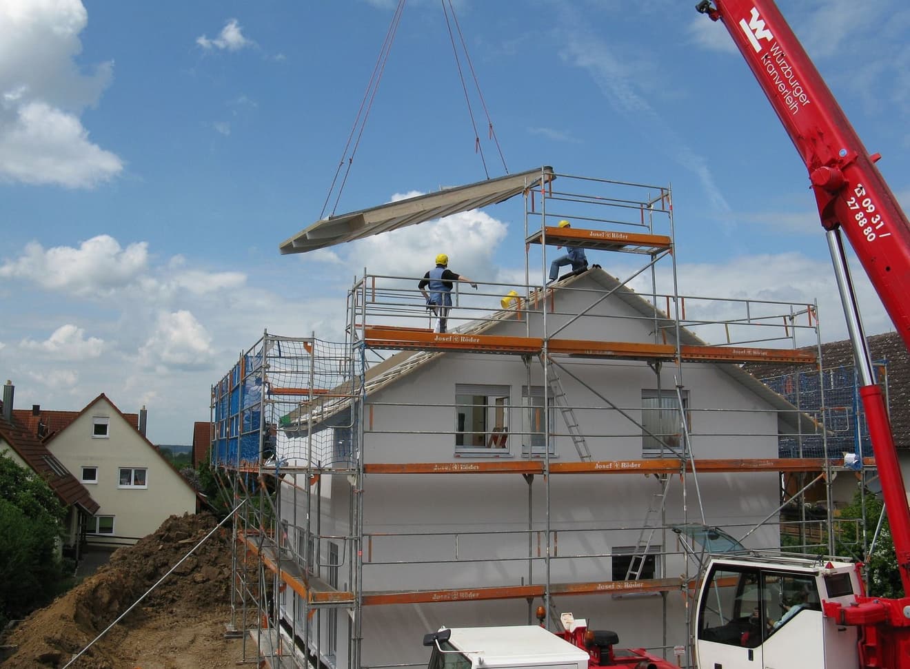 Montage eines Fertighauses