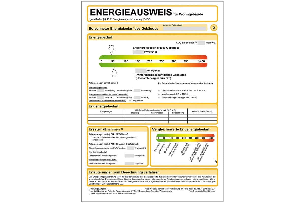 Vollständiger Energieausweis für Wohngebäude
