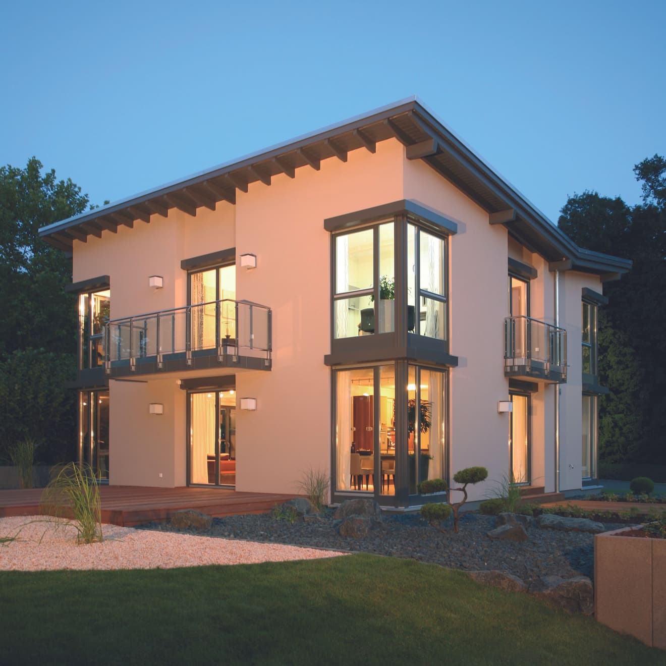 Einfamilienhaus mit Pultdach und Putzfassade
