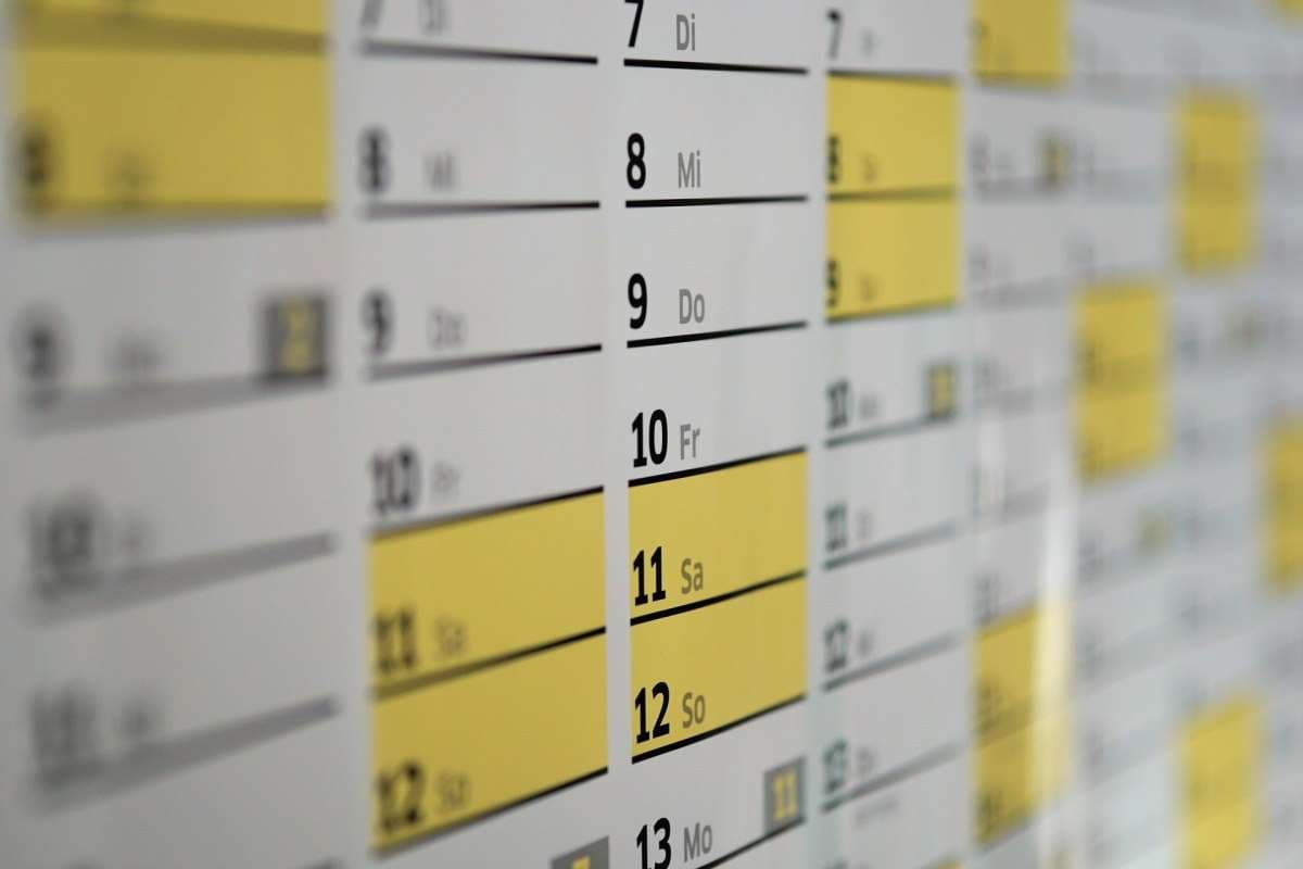 Kalender für die Vorbereitung des Bauablaufplans