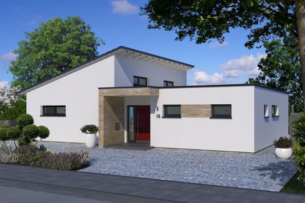 Außenansicht der Hausplanung des Extravaganten Bungalows