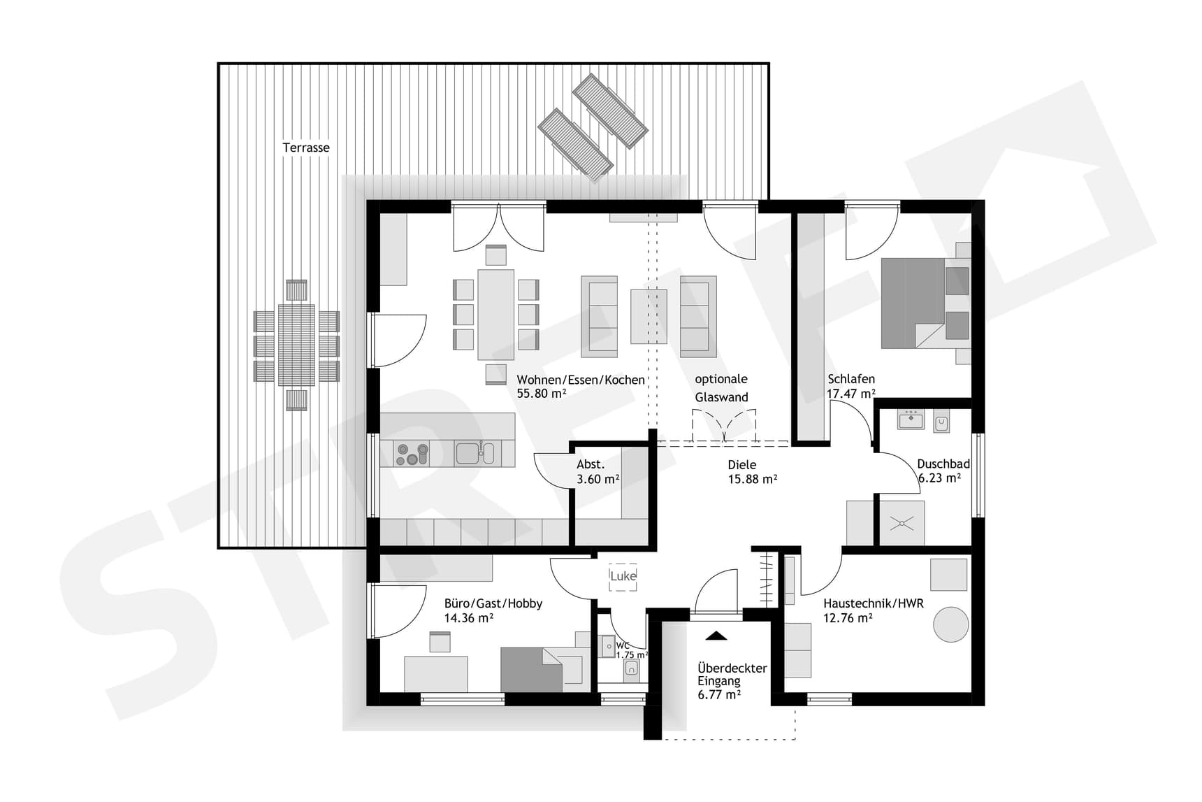 Grundriss des Extravaganter Bungalow