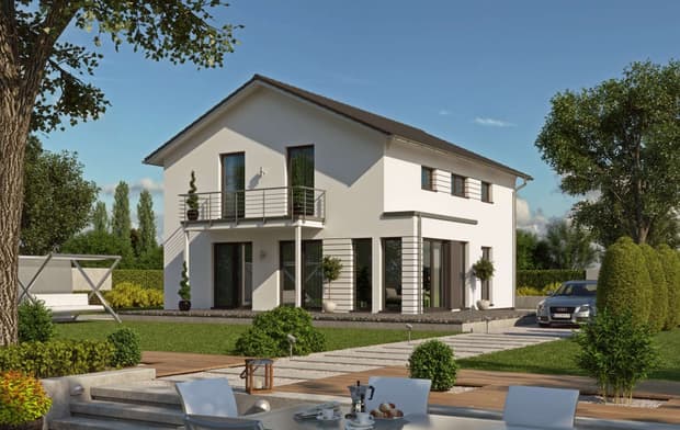 Einfamilienhaus von RENSCH-HAUS. CLOU 159. Terrassenansicht.