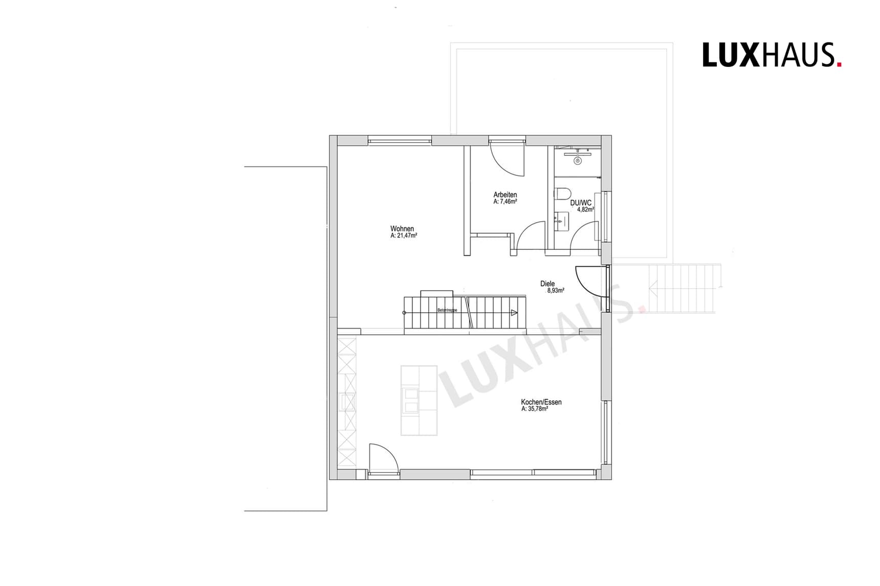 LUXHAUS Doppelhaus Satteldach 154 Grundriss EG