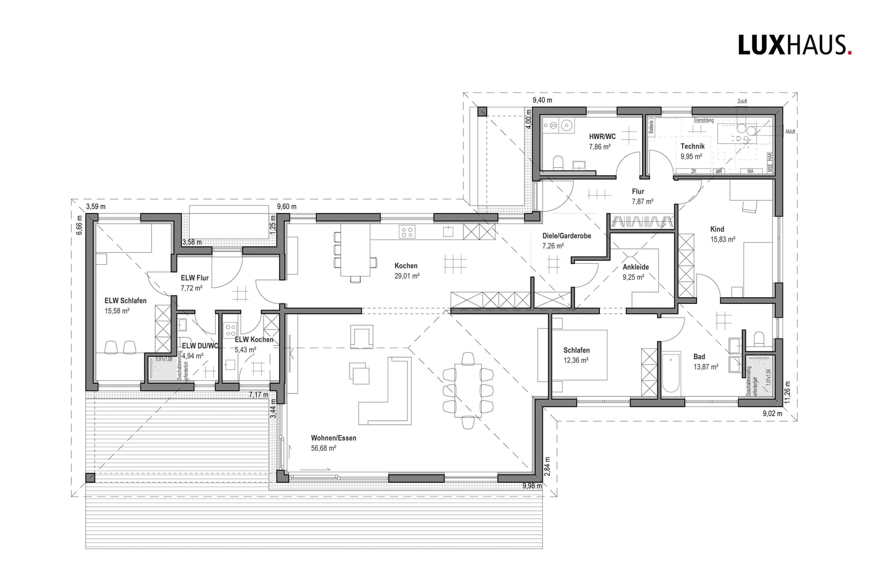Grundriss Bungalow Walmdach 205