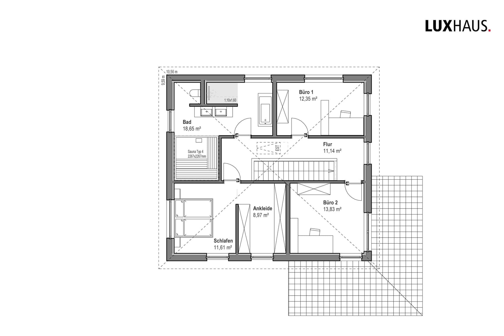 Grundriss Walmdach 180
