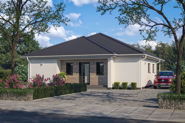 Einfamilienhaus von RENSCH-HAUS. Kreta. Eingangsansicht.