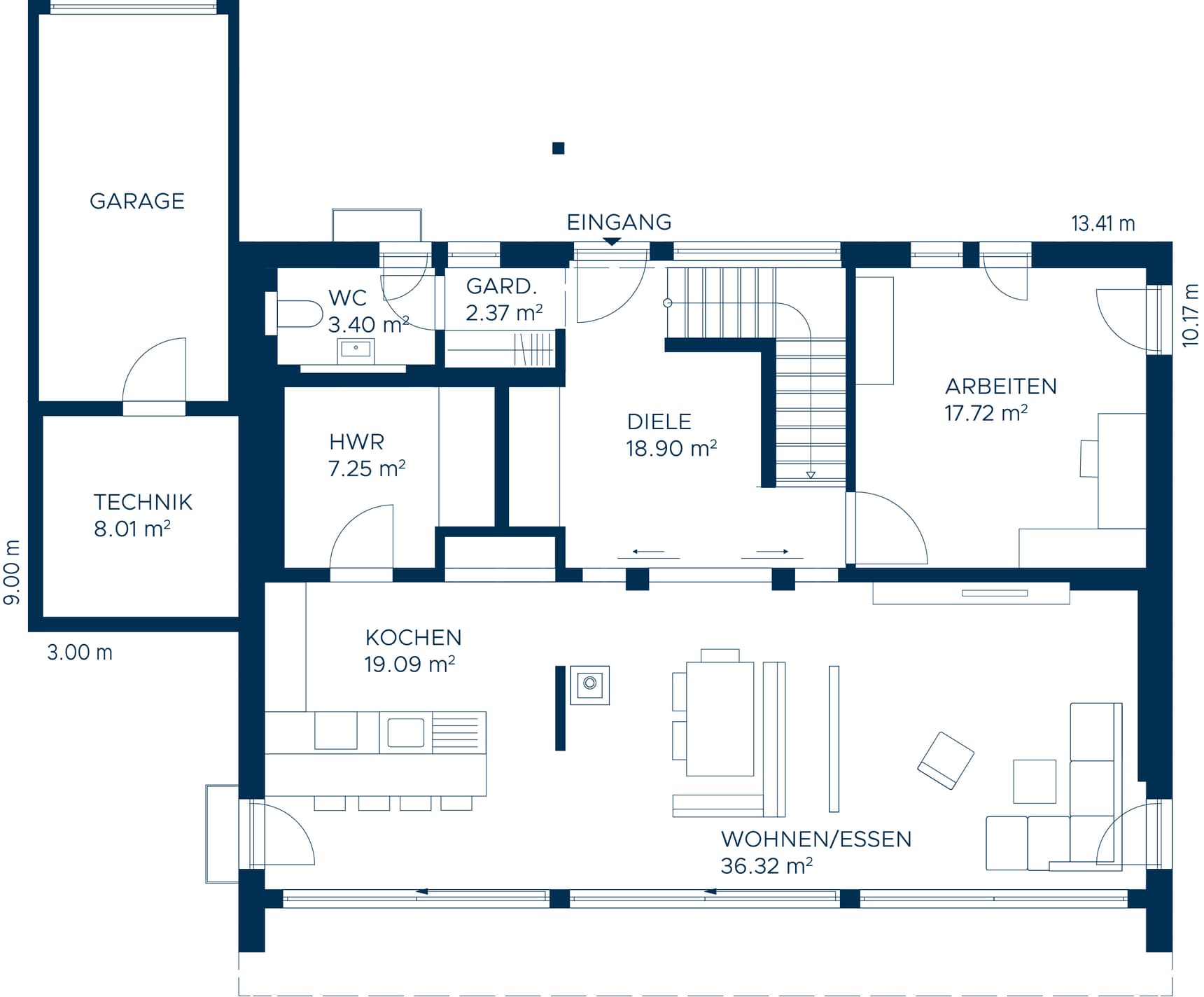 Grundriss EG Musterhaus Waldhausen