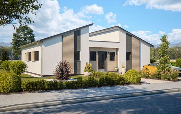 Bungalow von RENSCH-HAUS. Liberty M. Eingangsansicht. 