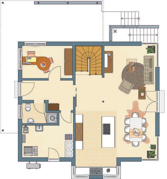 Grundriss Erdgeschoss - Musterhaus Berlin MEDLEY 3.0