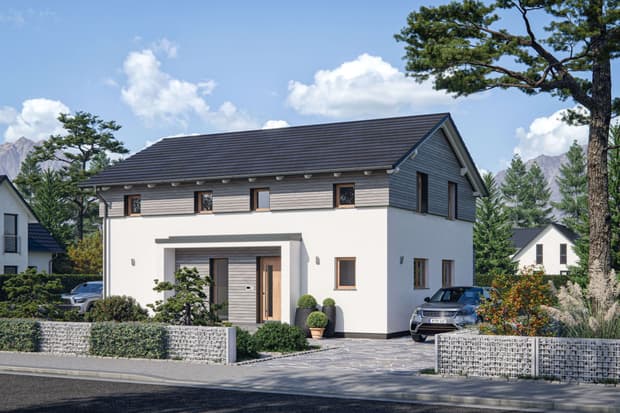 Einfamilienhaus mit Einliegerwohnung von RENSCH-HAUS. Matera. Eingangsansicht.